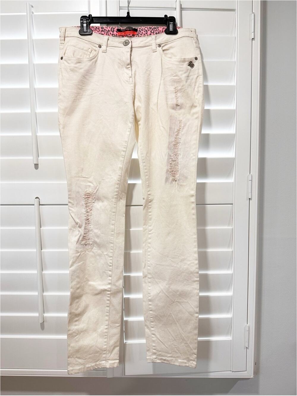 Maison Scotch Les Bons Vivants Ivory Distressed Straight Leg Jeans W30 L32